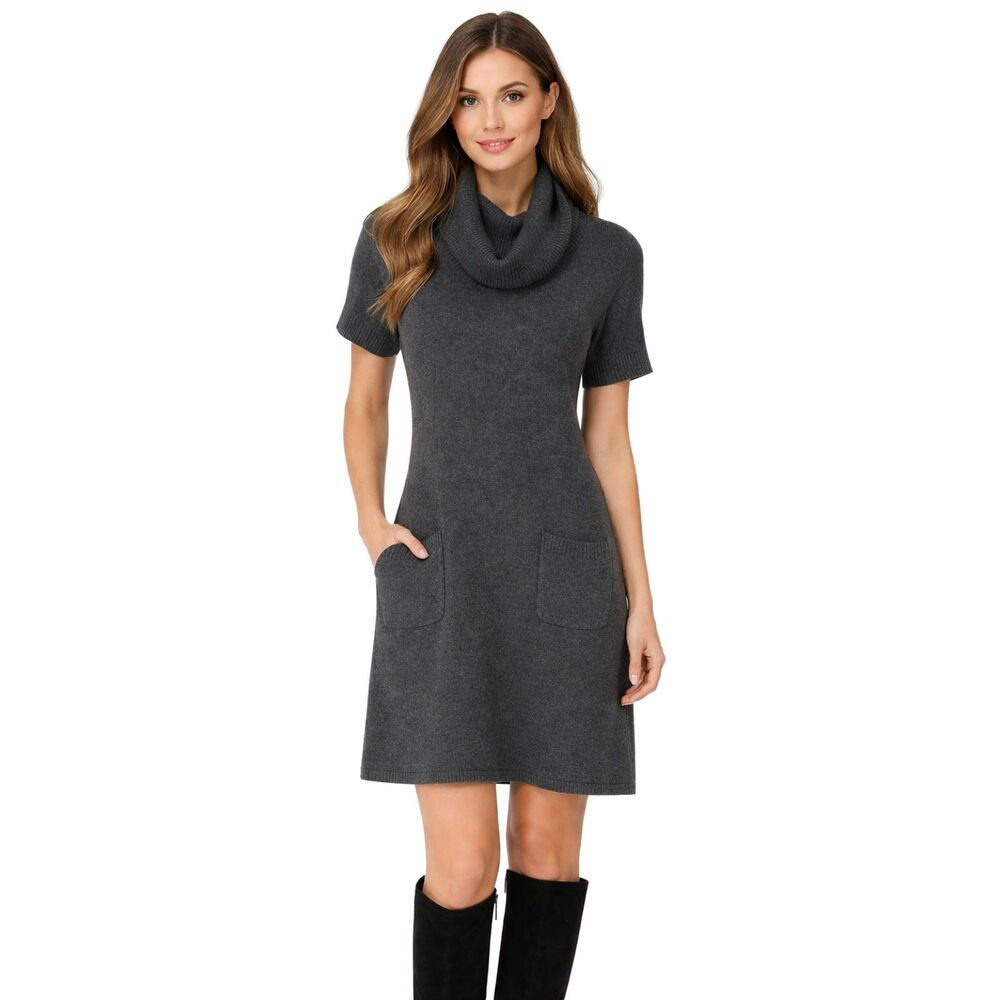 Athleta Zuni Gray Cowl Neck Dress - Size Small